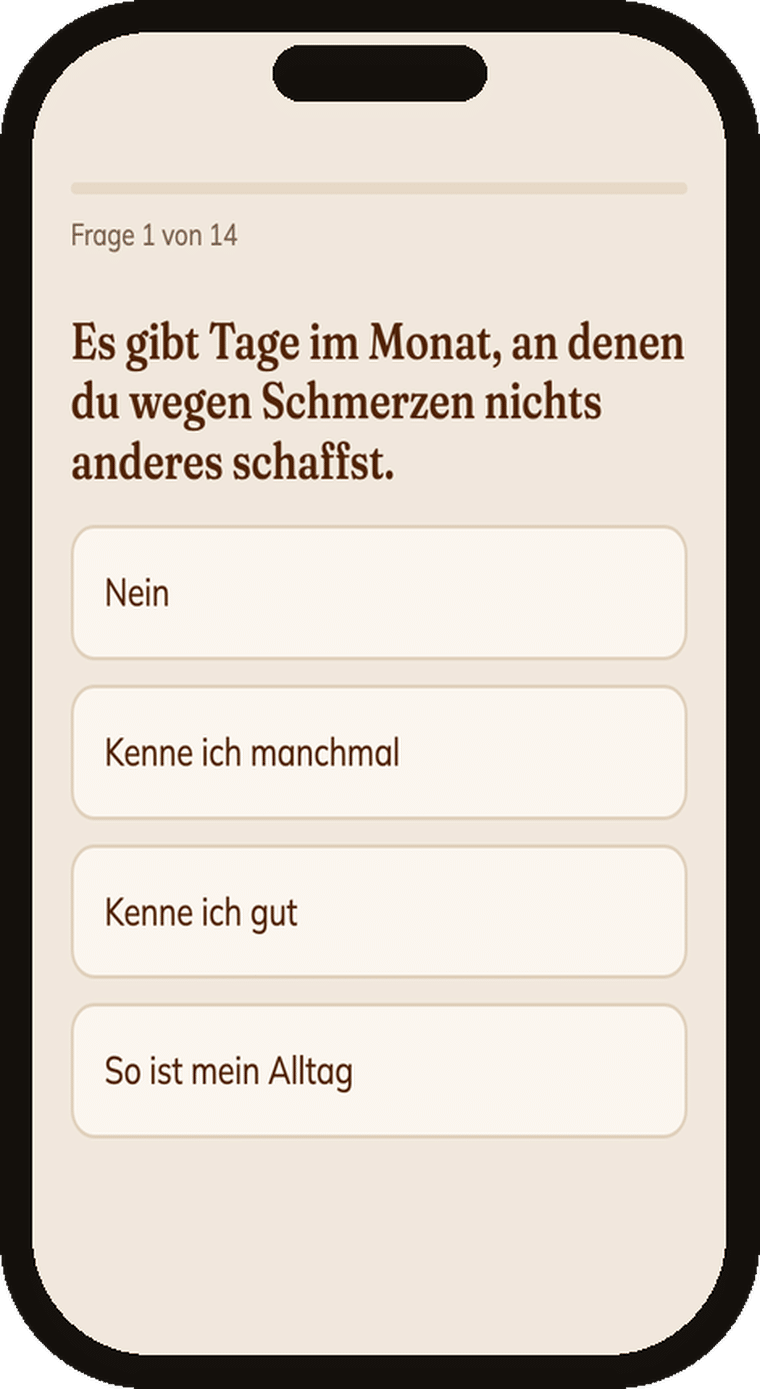 Der Hormoncheck auf dem Handy: eine Frage mit vier Antwortmöglichkeiten
