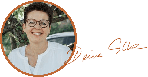 Porträt von Silke Lemhöfer mit ihrer handschriftlichen Unterschrift